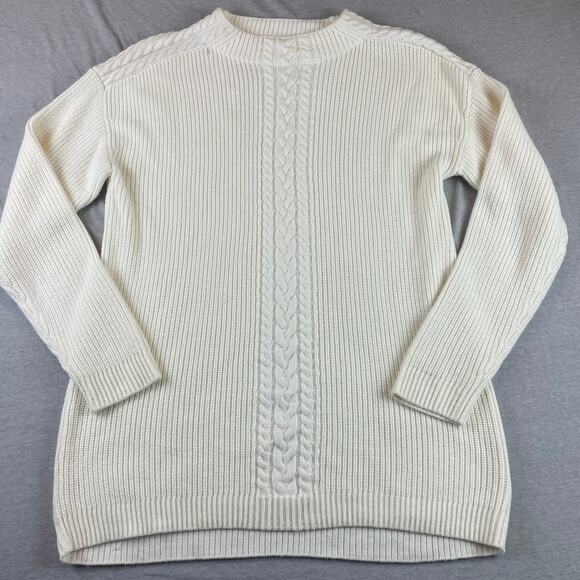 Talbots New Cable Knit Sweater Wool Blend M NWT Ivory Cream  * READ - Picture 1 of 9